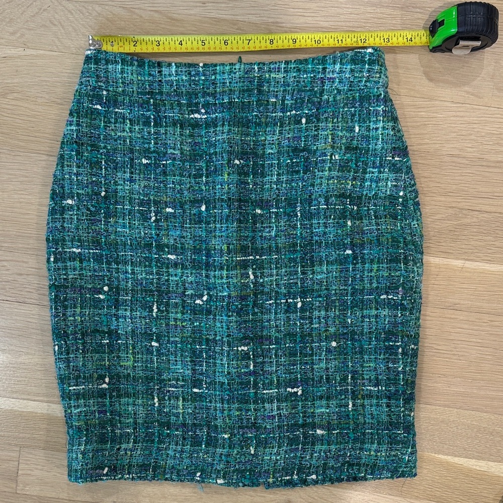 Kate Spade Tweed Pencil Skirt - Green Purple and White
